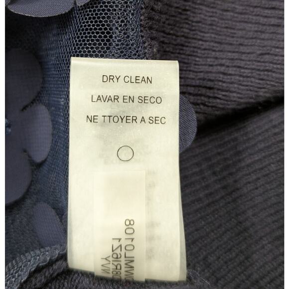 Karl Lagerfeld Navy Sheer-Front Cardigan with Flower appliques Size Large - Picture 7 of 7